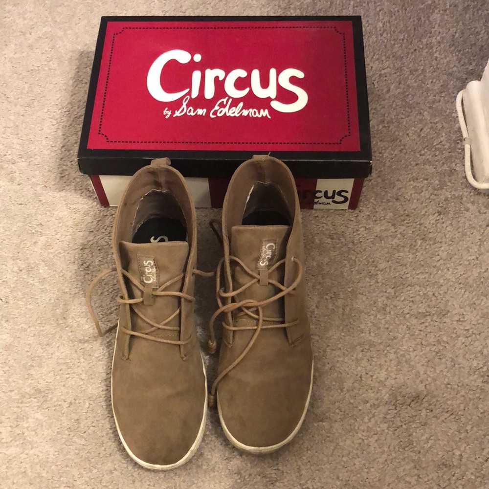 Tan high top sneakers